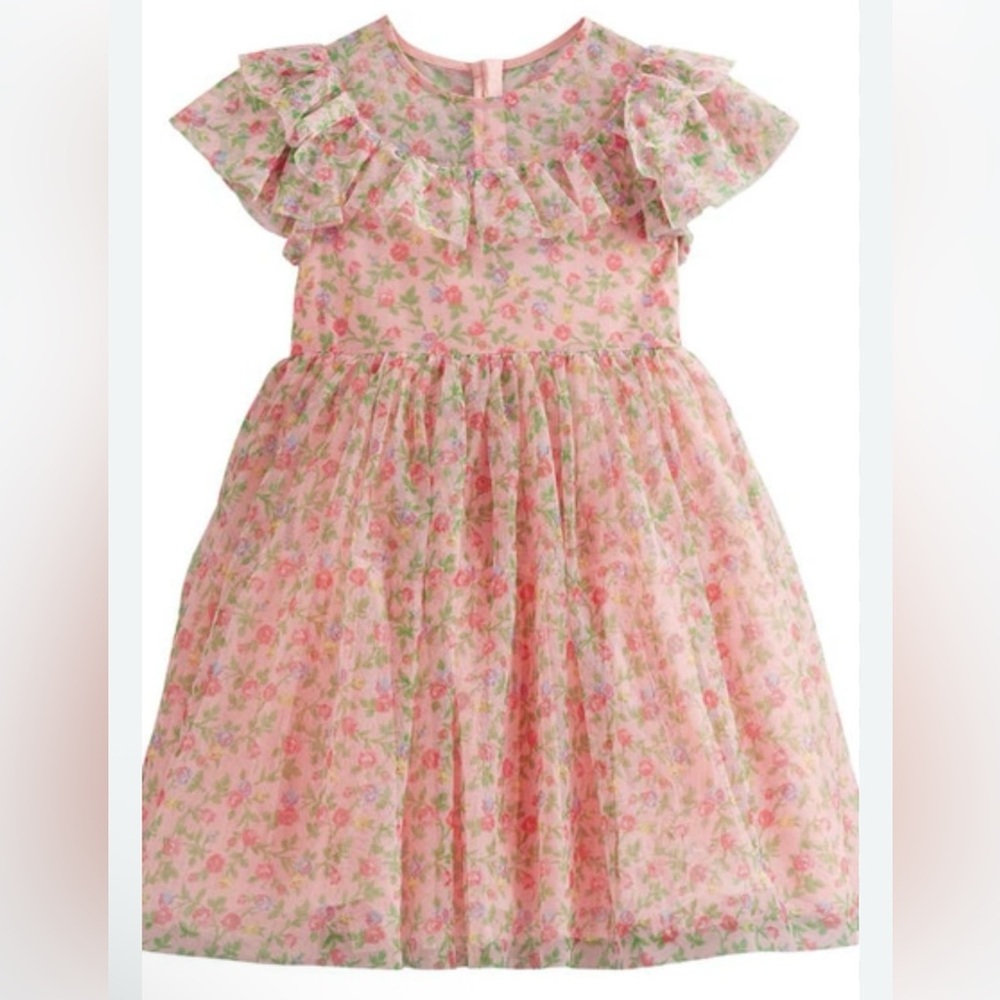 Mini Boden Floral Tulle Dress in Rambling Rose Floral - Size 5/6Y